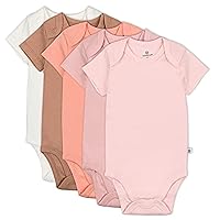 HonestBaby baby-girls 5-pack Short Sleeve Bodysuits One-piece 100% Organic Cotton for Infant Baby Girls
