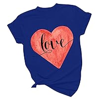 Valentines Day T-Shirts for Women Cute Love Heart Tee Tops 2024 Love Letter Print Casual Shirts for Lover Gift
