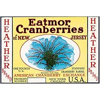 Eatmor Cranberries, Heather - New York, Chicago - 1920's - Crate Label Magnet