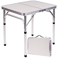 with Adjustable Lightweight Portable Dining Table for Indoor and Outdoor Camping Beach Picnic Barbecue (2 Height 10