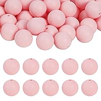 100PCS 15mm Silicone Beads Focal Beads Rubber Round Loose Beads Bulk for DIY Beaded Keychain Beadable Pens Jewelry Necklace Bracelet Making Supplies (Pink)