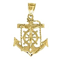 10k Gold Dc Womens Nautical Ship Mariner Anchor Religious Faith Cross Crucifix Height 42.4mm X Width 28.4mm Letter Name Personalized Monogram Initial Charm Pendant Necklace Jewelry Gifts for Women