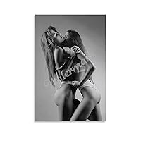 Romance of Two Girls Sexy Girl Black And White Lesbian Poster (1) Canvas Painting Wall Art Poster for Bedroom Living Room Decor 08x12inch(20x30cm) Unframe-style