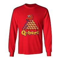 New Graphic Shirt 80's Gamer Old Arcade Novelty Tee Qbert Men's Long Sleeve T-Shirt