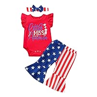 Junior Outfits for Teen Girls Infant Girls Sleeveless Independence Day 4 of July Letter Printed (Red, 9-12 Months)