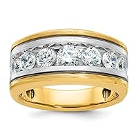 Diamond2Deal 14k Two-tone Gold w/Black Rhodium 2ct Diamond Complete Ring for Mens