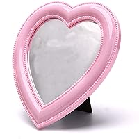 BinaryABC Heart Makeup Mirror Cosmetic Mirror Wall Desktop Small Mirror Bedroom Mirror (Light Pink)