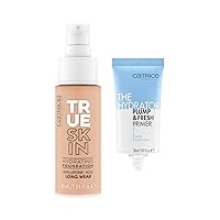 Catrice | True Skin Foundation 20 & The Hydrator Plump & Fresh Primer Bundle | Full Coverage Makeup | Vegan & Cruelty Free
