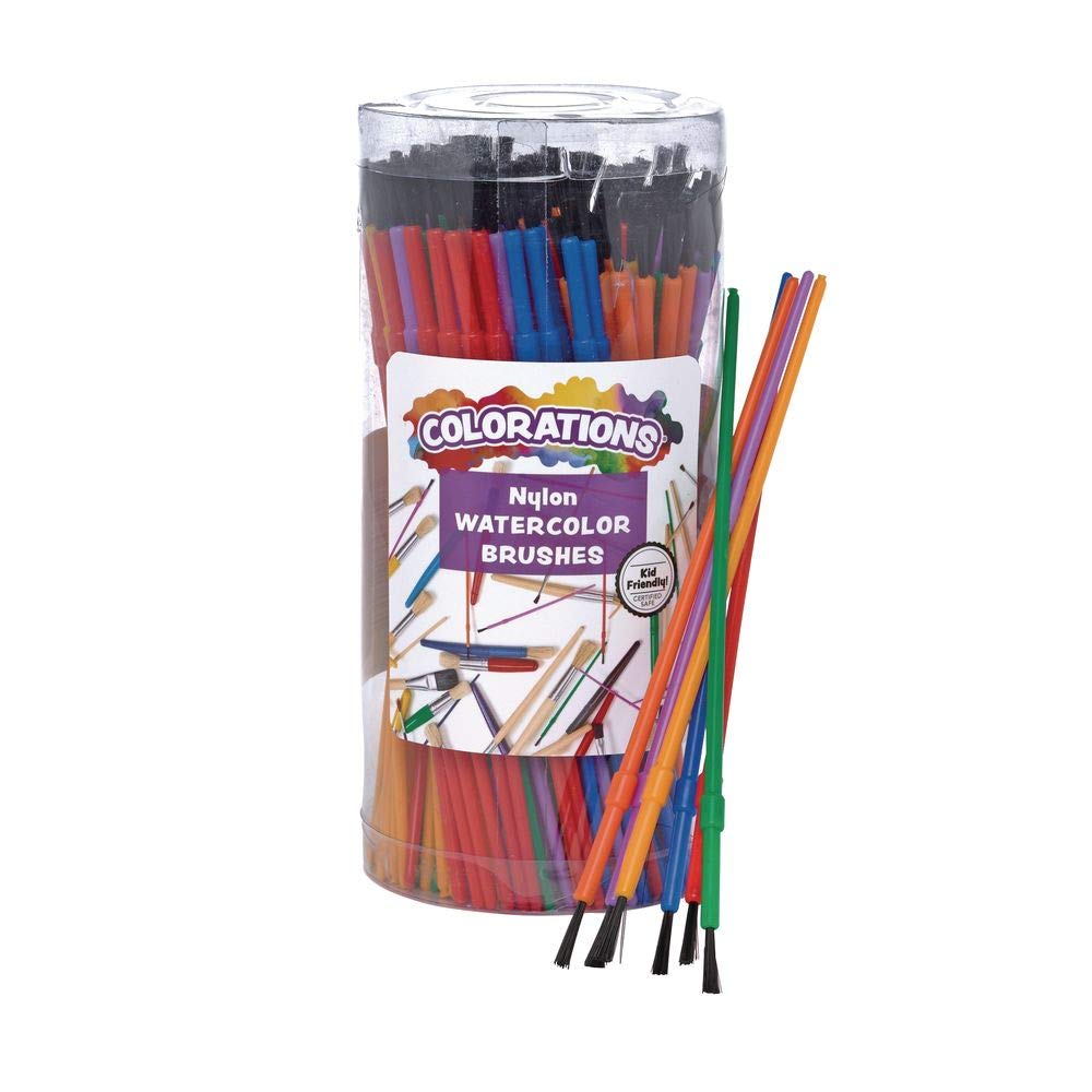 Colorations - 144WB Paint Brushes, 3 Widths, Nylon Bristles, Classroom, Painting, Art, Classroom Supplies, Art Supplies, School Supplies, Kids, Projects, Crafts, Groups, Watercolor, Small, Set of 144