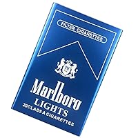 Aluminum Alloy Cigarette Case Holds 20 Cigarettes, Sliding lid Ultra-Thin Portable Automatic pop-up lid (Marlboro, Blue) (44L0IADU5NWU17H310QZGP)
