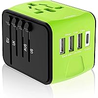 Universal Travel Adapter, Worldwide Travel Power Adapter, International Travel Plug All in One Power Plug Adapter with USB C Port Fast Wall Charging for European, Italy, US, AU & More 170 Countries