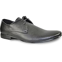 BRAVO Men's Dress Shoes Klein-1 Fashion Oxford with a Plain Round Pointy Toe Black