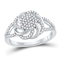 The Diamond Deal 10kt White Gold Womens Round Diamond Flower Petals Cluster Ring 1/4 Cttw