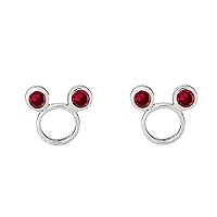 Girl's and Child's Mickey Mouse Round CZ with Simulated Diamond Stud Earrings