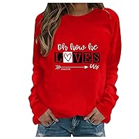 Womens Sweatshirt Valentines Day Gifts Printing Crew Neck Sweatshirts Dressy Dating Long Sleeve Shirts for Women