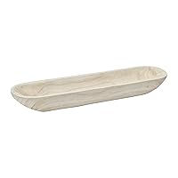 Creative Co-Op Decorative Paulownia Wood Bowl, White Tray