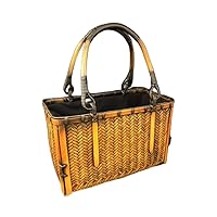Woven Wicker Tote Bag with Handle Handcrafted Bamboo Basket for daily Essentials