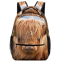 Large Carry on Travel Backpacks for Men Women Highland Cow Portrait Business Laptop Backpack Casual Daypack Hiking Sports Bag