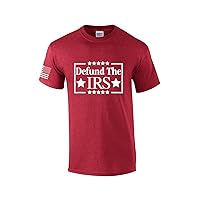 Defund The IRS American Flag Sleeve Mens Short Sleeve T-Shirt Graphic Tee