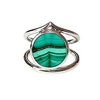 Green Malachite Jewelry,Vintage Gifts, 925 Sterling Silver Boho Ring, Wedding Gift for her, Bohemian Malachite Ring for Mother's Day