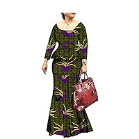 African Long Maxi Dresses for Women Plus Size Wear Ankara Print Dashiki Dress 1-Piece