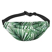 Palm Tree Leaves Watercolor Print Fanny Packs for Women Men Crossbody Waist Bag Waterproof Belt Bag with Adjustable Strap