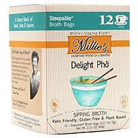 Millie’s Sipping Broth - Vegetable Broth -Natural-Gluten Free-Keto Friendly Delight Pho 12 Count Box