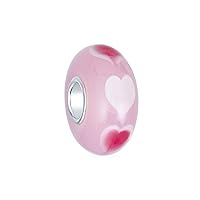Bling Jewelry Murano Glass .925 Sterling Silver Core Heart Love Hades Of Pink Red White Charm Bead Fits European Bracelet For Women Teen