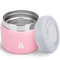 Charcy 9oz Kids Stainless Steel Insulated Food Jar, Wide Mouth Leak-Proof Soup Thermo, Container Set for 8h Hot and 6h Cold - Pink