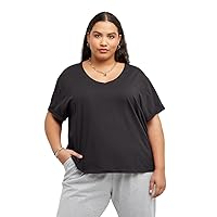 Hanes Womens Originals V-Neck Plus Size Short Sleeve T-Shirt, Raw Edge Neckline Plus Tee
