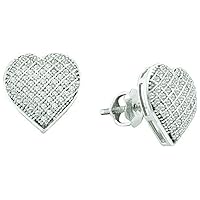 Dazzlingrock Collection 0.33 Carat (ctw) 10k Round White Diamond Ladies Heart Shape Stud Earrings, White Gold