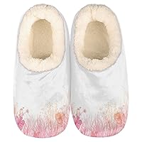Pardick Pink Grass Cute Womens Slipper Comfy House Slippers Fuzzy Slippers Warm Non-Slip Slipper Socks Soft Cozy Sole Slippers for Indoor Home Bedroom