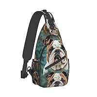 Sling Bag for Women Men Crossbody Bag Small Sling Backpack Funny English Bulldog Chest Bag Hiking Daypack
