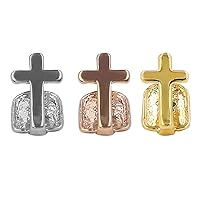 Happyyami 3pcs Single Top or Bottom Cross Removable Grill Cap Hip Hop Decoration for Costume Party Rapper Golden Silver Rose Gold