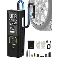 Tire Inflator Portable Air Compressor, ZUZEE 3X Faster Portable Tire Inflator, 150PSI Portable Air Compressor With HD Display, Air Pump for Tires of Car, Moto, Bike, also for Balls, Mattresses, etc