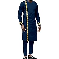 African Suits for Men Embroidery Long Shirts and Pants Set Dashiki Attire Plus Size Tracksuit