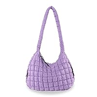 Puffer Tote Bag, Quilted Shoulder Crossbody Purse for Women Soft Puffy Satchel Bubble Handbag Padded Duffle