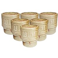 Thai Sticky Rice Basket Size 3 Inches (Pack of 6) Handmade Bamboo Rice Container