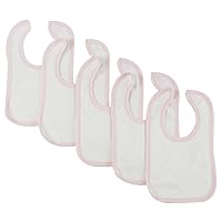 1024-W-P-5 12.25 x 7.5 in. Infant Bib44; White & Pink - Pack of 5