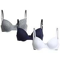 bebe Girls' Training Bra - 3 Pack Soft Molded Bra with Adjustable Straps - Training Bra for Girls (A Cup/B Cup)