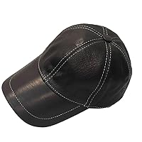 100% Real Genuine Lambskin Leather Baseball Cap Hat Sports Visor Black