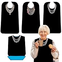 3 Pack Adult Bibs with Crumb Catcher, Washable and Adjustable Adult Bibs for Women Elderly Seniors Elegant Dazzling Necklace