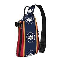 Chinese Flag Print Lightweight Adjustable Crossbody Backpack Daypack For Men,Women Sling Bag