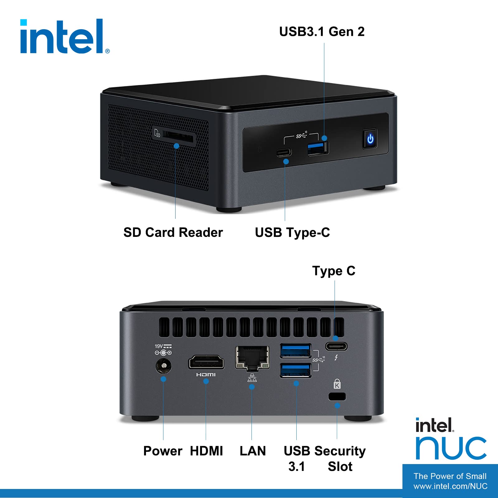 Intel NUC, NUC 10 Mini PC, Win10 Pro Mini Computer, Frost Canyon NUC10i7FNHN, Core i7-10710U, Up to 4.7GHz Turbo, 6 core,25W UHD Graphics, WiFi6, Thunderbolt 3(16GB RAM+512GB SSD)