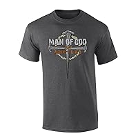 Mens Father's Day Man of God Crown Cross Husband and Dad Christian Short Sleeve T-Shirt