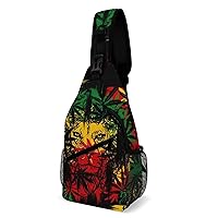 Jamaica Rasta Lion Sling Backpack Print Shoulder Chest Bag Crossbody Bag Travel Daypack for Women Men