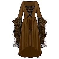 Halloween Dresses for Women Traditional Trumpet Sleeve Corset Renaissance Dress Plus Size High Low Irish Victorian Dress