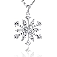 JO WISDOM 925 Sterling Silver White/Blue CZ Winter Frozen Large Snowflake Necklace Pendant