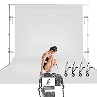 Julius Studio 10 x 12 ft. White Backdrop Screen Photo Background, Premium Synthetic Fabric 150 GSM Thicker Material, Pure White, Professional Photography Video Studio, Events, Streaming, JSAG737