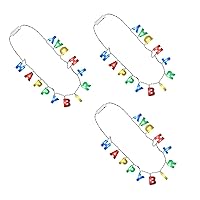 3 Pieces Multicolor LED Happy Birthday Lights Necklace